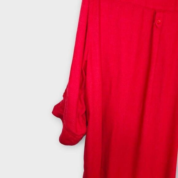 Torrid Womens Top Sz 2X Red Rayon Long Sleeves Tabs Pullover Normcore Sportswear - Picture 7 of 11